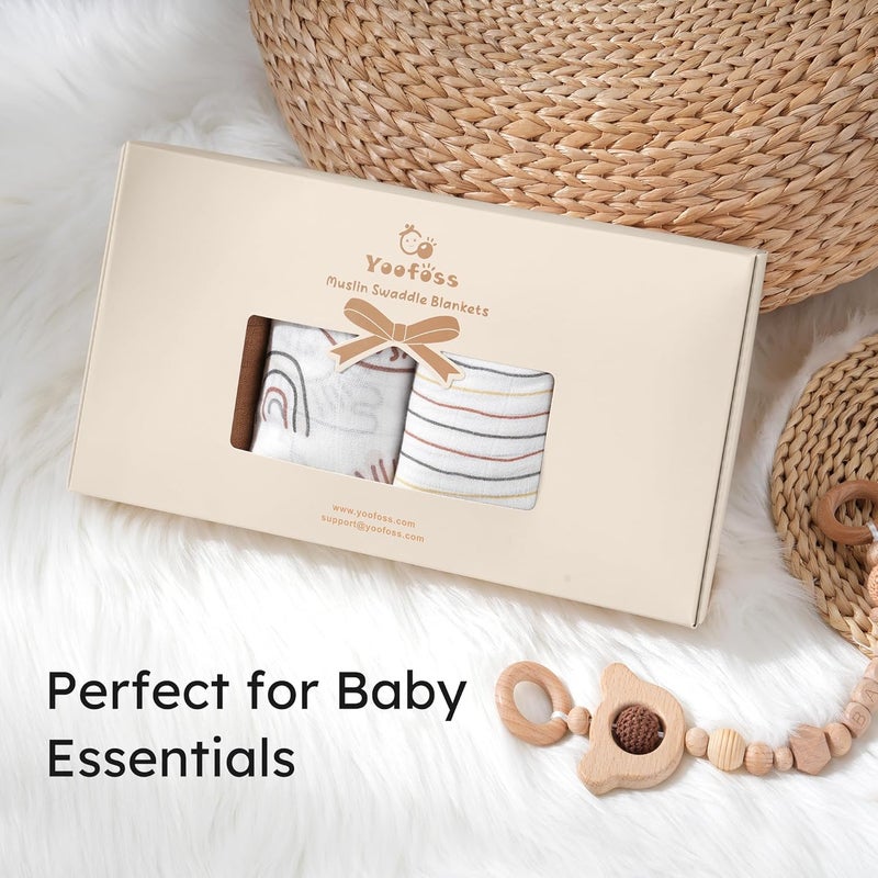 YOOFOSS Muslin Swaddle Blankets, Organic Baby Blankets, 47 x 47 Inches Receiving Blanket for Baby Boys and Girls, Baby Essentials for Newborns Soft Breathable - Image 4